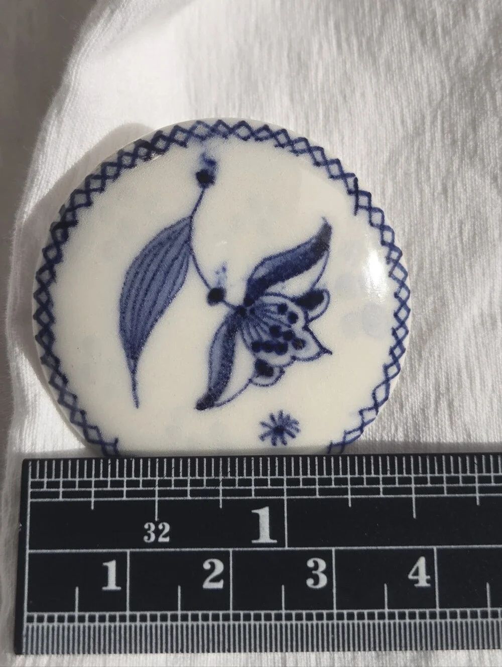 Delft Holland Broach Blue And White Porcelain Broach Vintage